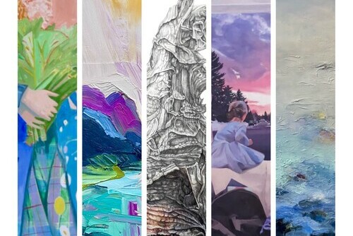 Collage of artwork details included in The Feminine Landscape